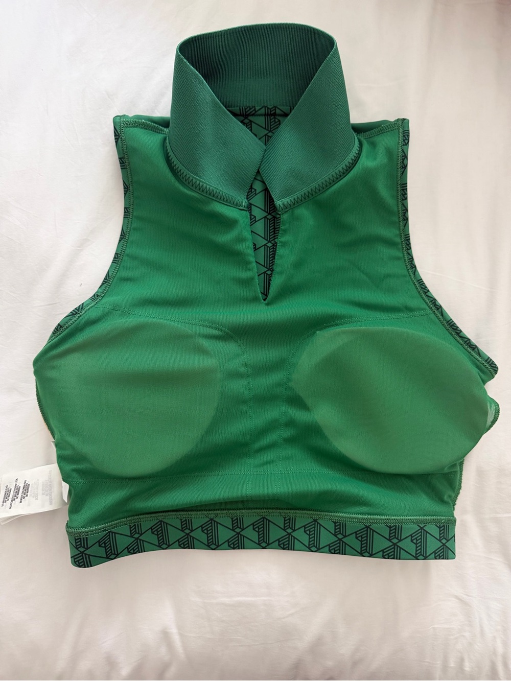 Authentic Lacoste Sport Green Geometric Sleeveless Polo Crop Top - Picture 4 of 7